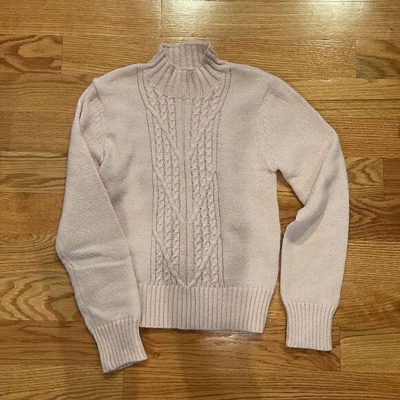 SHEIN Mock Neck Cable Knit Sweater Pink Small - Picture 5 of 6